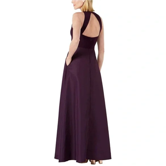 Adrianna Papell Dress Purple Sleeveless Jewel Neck Full-Length Evening Gown NWT - Picture 3 of 13